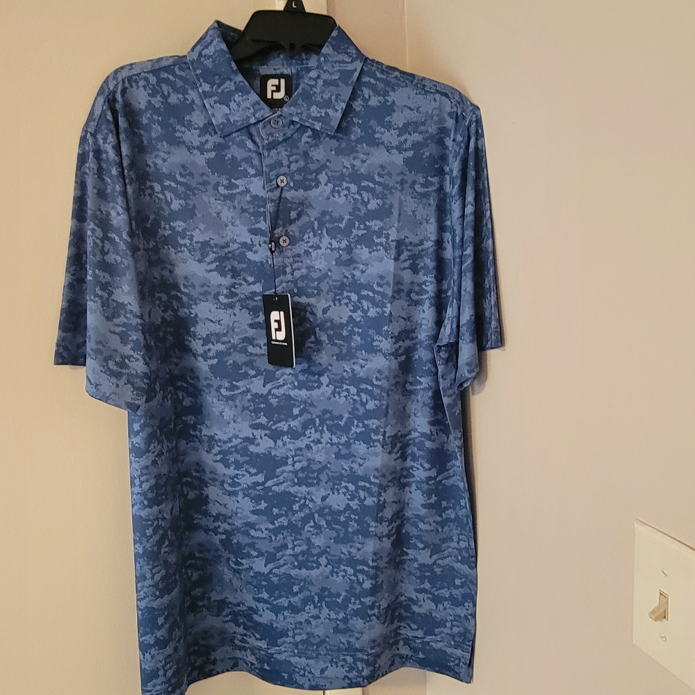 NWT FootJoy Blue Camoflage Golf Shirt